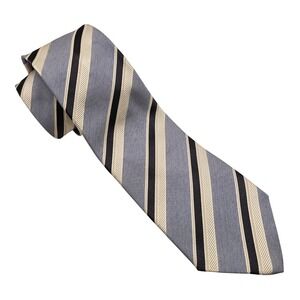 Kiton Napoli Silk Tie Blue Navy Cream Striped Luxury Handmade Italy Designer